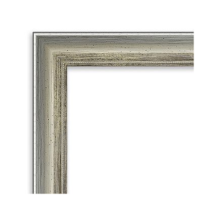 Salon Scoop Silver Beveled Wood Framed Bathroom Wall Mirror
