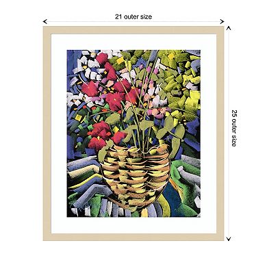 Deco Flowers By Frances Treanor Wood Framed Wall Art Print