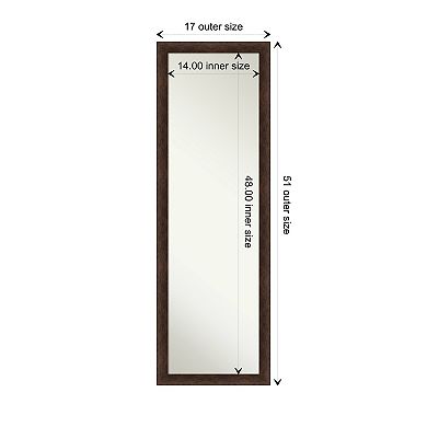 Warm Walnut Narrow Wood Non-beveled On The Door Mirror Full Length Mirror