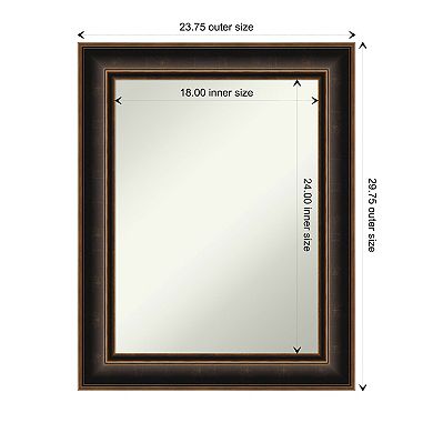 Villa Oil Rubbed Bronze Non-beveled Wood Bathroom Wall Mirror