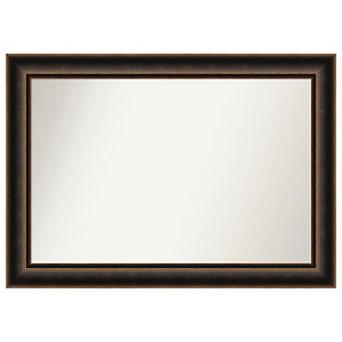 Villa Oil Rubbed Bronze Non-beveled Wood Bathroom Wall Mirror