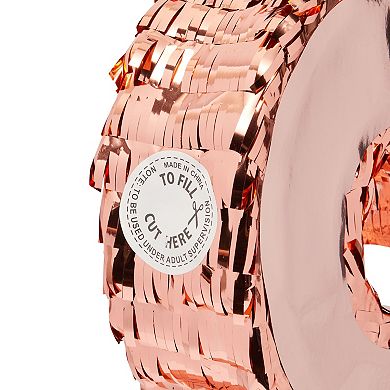 Number 3 Pinatas for Kids 3rd Birthday Party, Pull String, Small Rose Gold