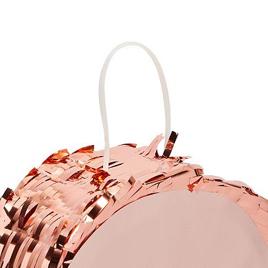Number 3 Pinatas for Kids 3rd Birthday Party, Pull String, Small Rose Gold