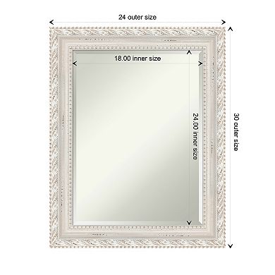 Opera Off White Beveled Wood Framed Bathroom Wall Mirror