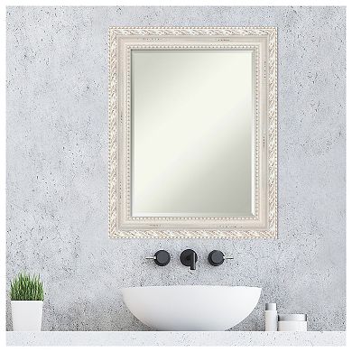 Opera Off White Beveled Wood Framed Bathroom Wall Mirror