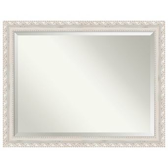 Opera Off White Beveled Wood Framed Bathroom Wall Mirror