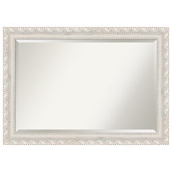 Opera Off White Beveled Wood Framed Bathroom Wall Mirror