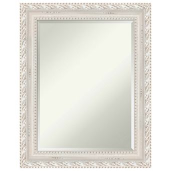 Opera Off White Beveled Wood Framed Bathroom Wall Mirror