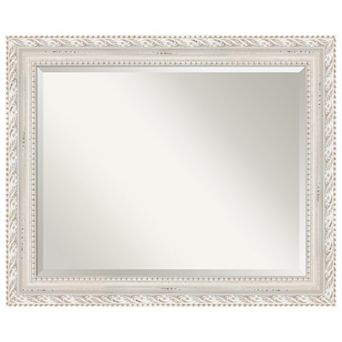 Opera Off White Beveled Wood Framed Bathroom Wall Mirror