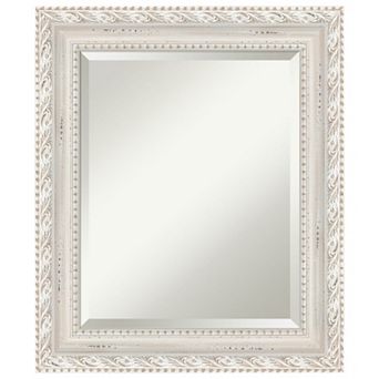 Opera Off White Beveled Wood Framed Bathroom Wall Mirror
