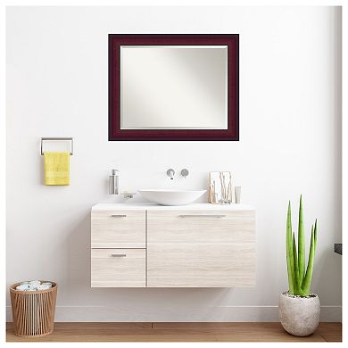 Canterbury Cherry Beveled Wood Framed Bathroom Wall Mirror