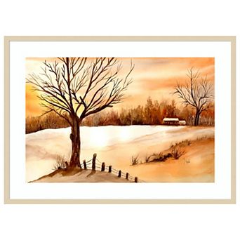 Snow Glow By Neela Pushparaj Wood Framed Wall Art Print