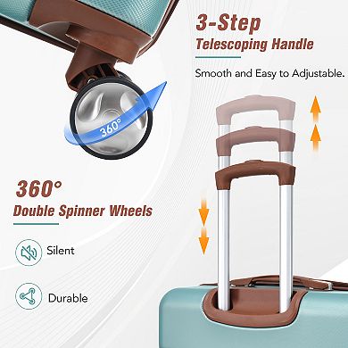 Merax 4-piece Hardshell Luggage Set and Cosmetic Case Spinner Suitcase with TSA Lock