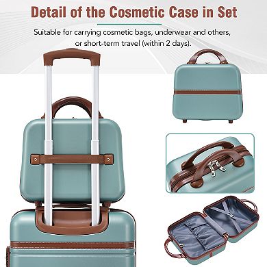 Merax 4-piece Hardshell Luggage Set and Cosmetic Case Spinner Suitcase with TSA Lock