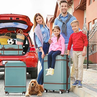 Merax 4-piece Hardshell Luggage Set and Cosmetic Case Spinner Suitcase with TSA Lock