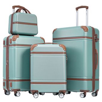 Merax 4 pc Hardshell Luggage Set and Cosmetic Case Spinner Suitcase with TSA Lock