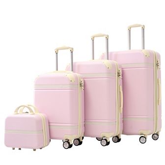Merax 4 pc Hardshell Luggage Set and Cosmetic Case Spinner Suitcase with TSA Lock