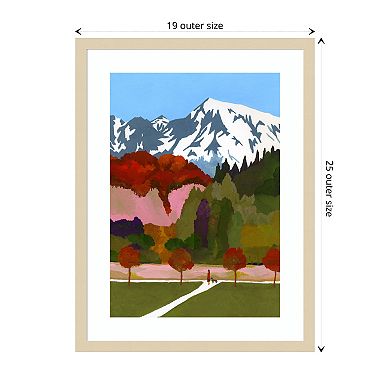 Autumn Leaves And Snow Mountains By Hiroyuki Izutsu Wood Framed Wall Art Print