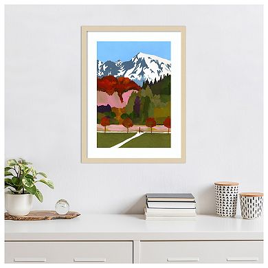 Autumn Leaves And Snow Mountains By Hiroyuki Izutsu Wood Framed Wall Art Print