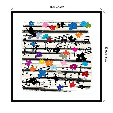 Floral Music Notes By Jenny Frean Wood Framed Wall Art Print