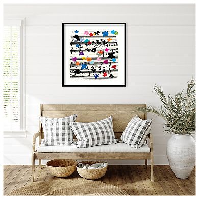 Floral Music Notes By Jenny Frean Wood Framed Wall Art Print