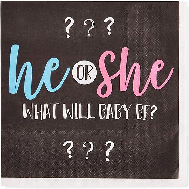 Gender Reveal Party Pack, Dinnerware, Banner, Tablecloth, He Or She (24 Set, 99)