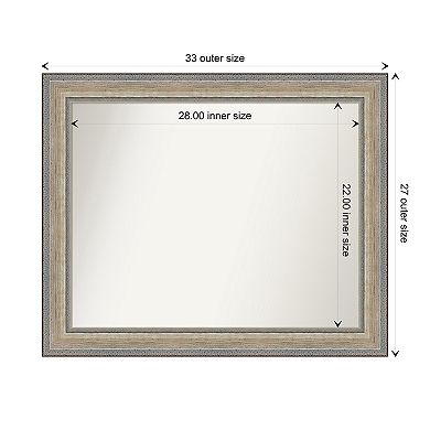 Fleur Silver Non-beveled Wood Bathroom Wall Mirror
