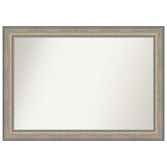 Fleur Silver Non-beveled Wood Bathroom Wall Mirror