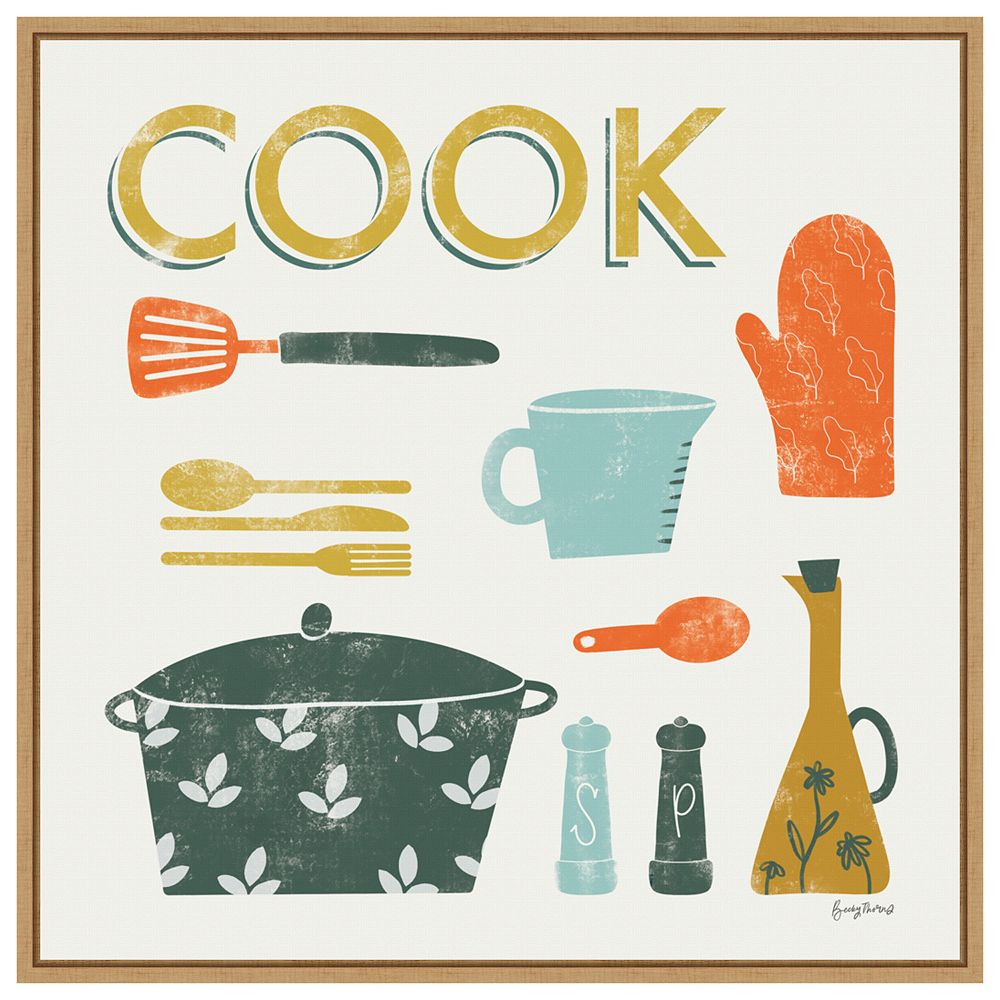 Retro Kitchen Iii Cook By Becky Thorns Framed Canvas Wall Art Print