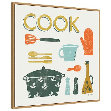 Retro Kitchen Iii Cook By Becky Thorns Framed Canvas Wall Art Print