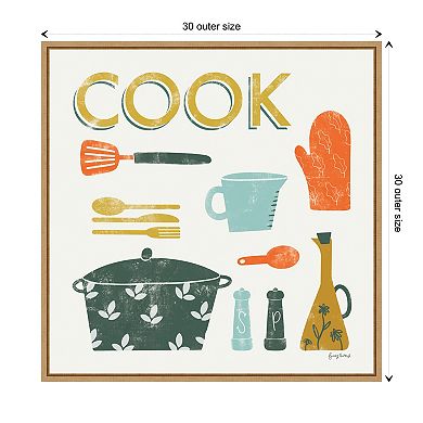 Retro Kitchen Iii Cook By Becky Thorns Framed Canvas Wall Art Print