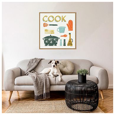Retro Kitchen Iii Cook By Becky Thorns Framed Canvas Wall Art Print