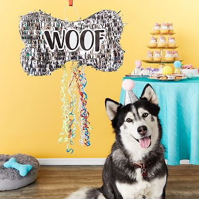 Small Pull String Puppy Pinata, Dog Bone Decorations For Party, 16.8 X 10 X 3 In