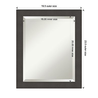 Blaine Light Pewter Narrow Beveled Framed Bathroom Wall Mirror