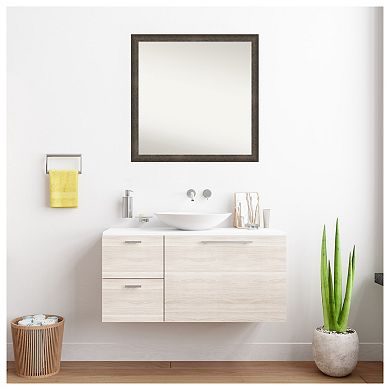 Dappled Light Bronze Narrow Non-beveled Wood Bathroom Wall Mirror