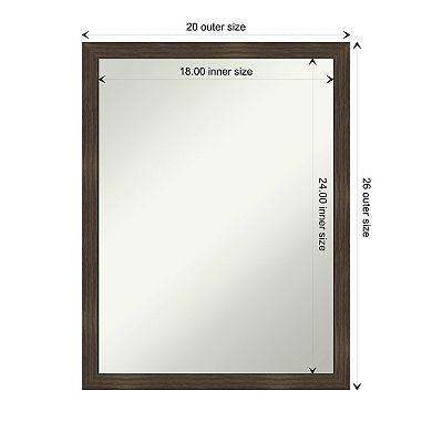 Woodgrain Stripe Chocolate Non-beveled Wood Bathroom Wall Mirror