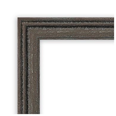 Upcycled Brown Grey Beveled Wood Framed Bathroom Wall Mirror