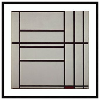 Composition No 1 With Grey And Red By Piet Mondrian Wood Framed Wall Art Print