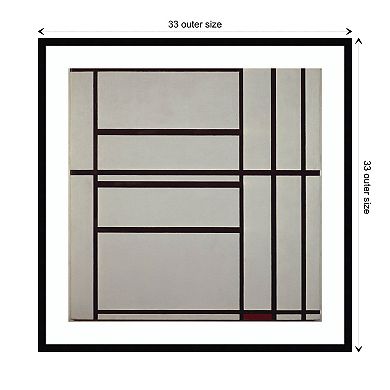 Composition No 1 With Grey And Red By Piet Mondrian Wood Framed Wall Art Print