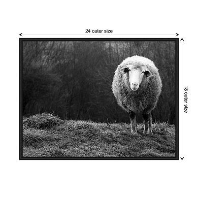 Wondering Sheep By Ajven Framed Canvas Wall Art Print