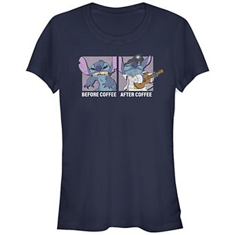 Disney's Lilo & Stitch Before And After Coffee Stitch Juniors' Graphic Tee