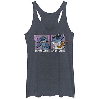 Disney's Lilo & Stitch Before And After Coffee Stitch Tri-Blend Juniors' Racerback Graphic Tank