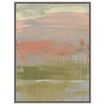 Coral And Olive Striations Ii By Jennifer Goldberger Framed Canvas Wall Art Print