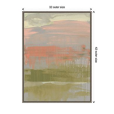Coral And Olive Striations Ii By Jennifer Goldberger Framed Canvas Wall Art Print