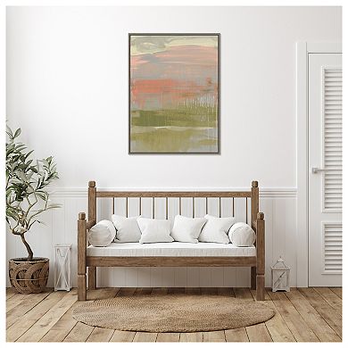 Coral And Olive Striations Ii By Jennifer Goldberger Framed Canvas Wall Art Print