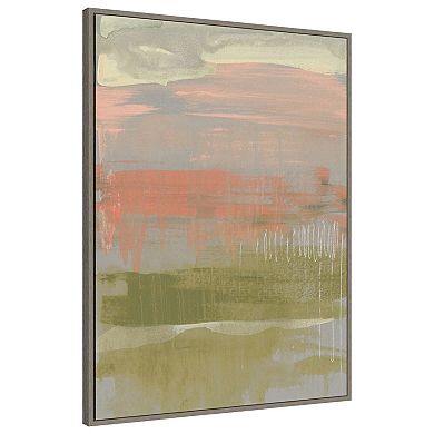 Coral And Olive Striations Ii By Jennifer Goldberger Framed Canvas Wall Art Print