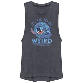 Disney's Lilo & Stitch It's Ok To Be Weird Stitch Juniors' Muscle Graphic Tank