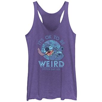 Disney's Lilo & Stitch It's Ok To Be Weird Stitch Tri-Blend Juniors' Racerback Graphic Tank