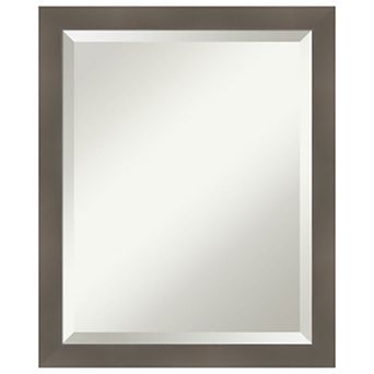 Edwin Clay Grey Beveled Wood Framed Bathroom Wall Mirror