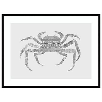 Crab By Bodflorent Wood Framed Wall Art Print